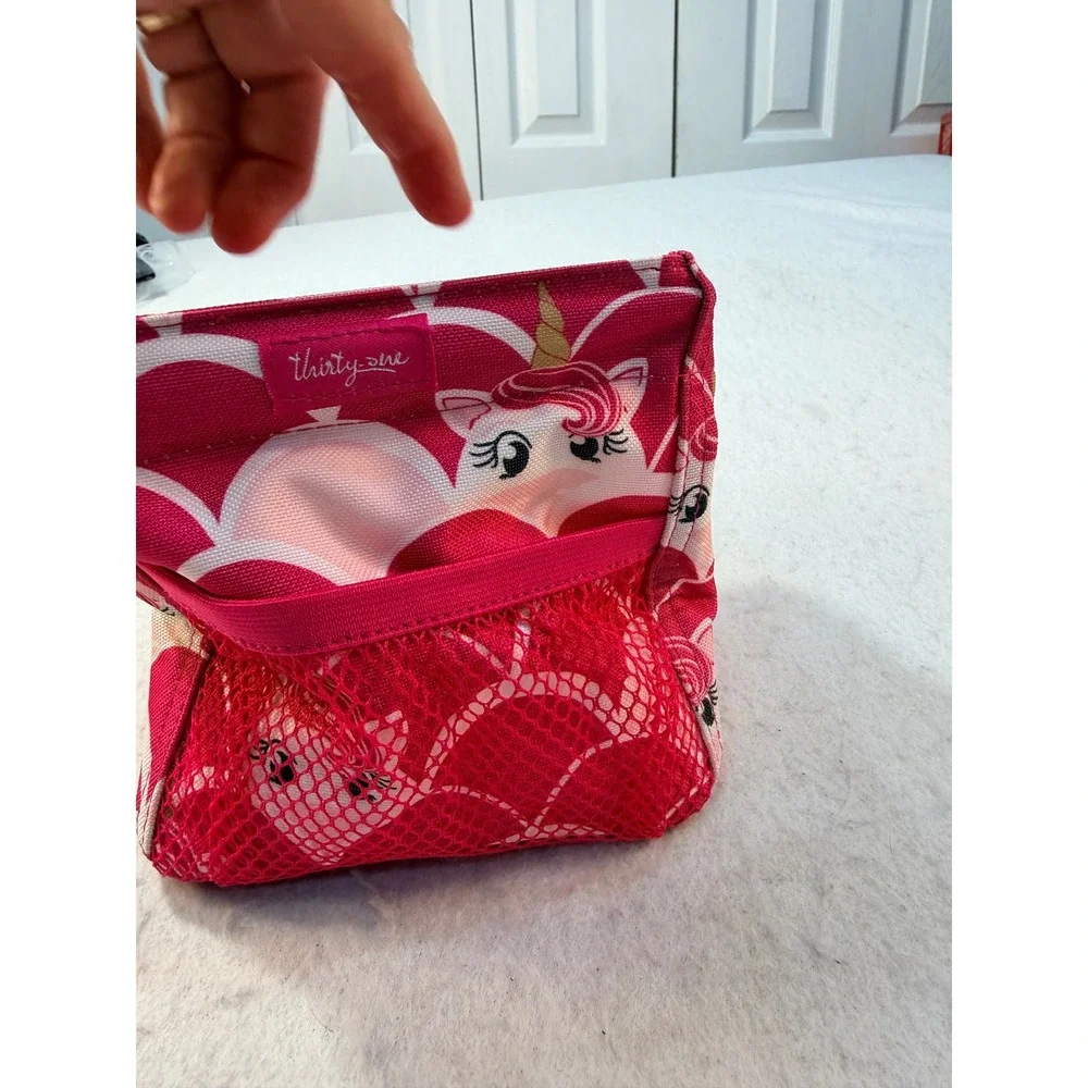 Thirty-One Littles Carry-All Caddy Pink Unicorn Mermaid Scale Mini Organizer Bag